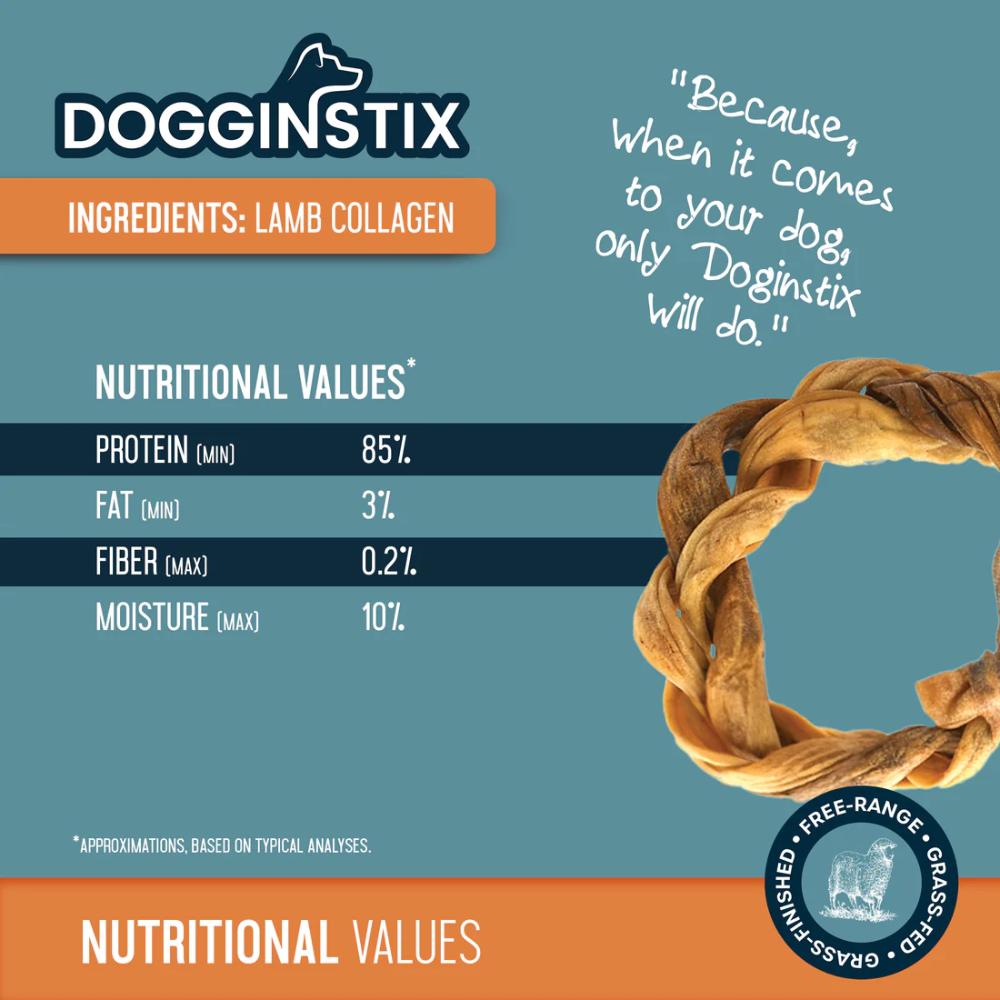 DOGGINSTIX Braided Lamb Collagen Ring