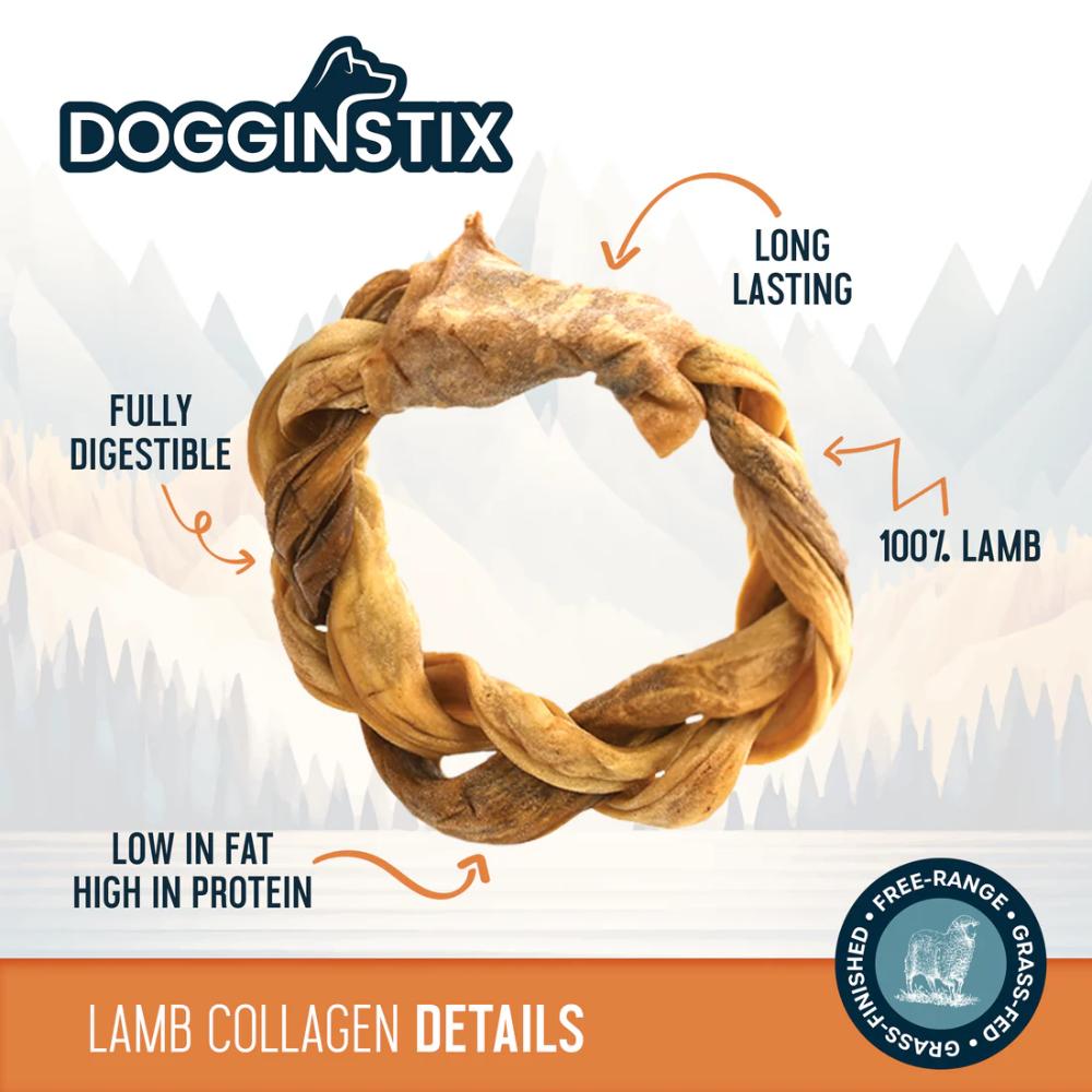 DOGGINSTIX Braided Lamb Collagen Ring