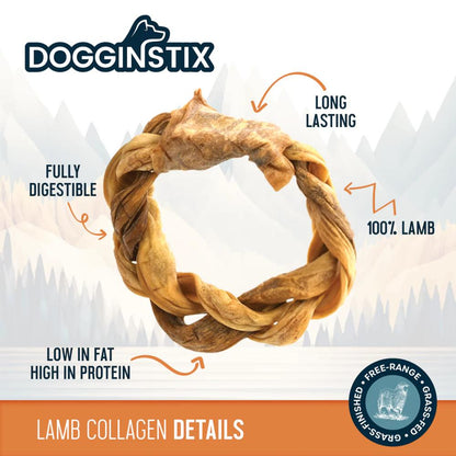 DOGGINSTIX Braided Lamb Collagen Ring