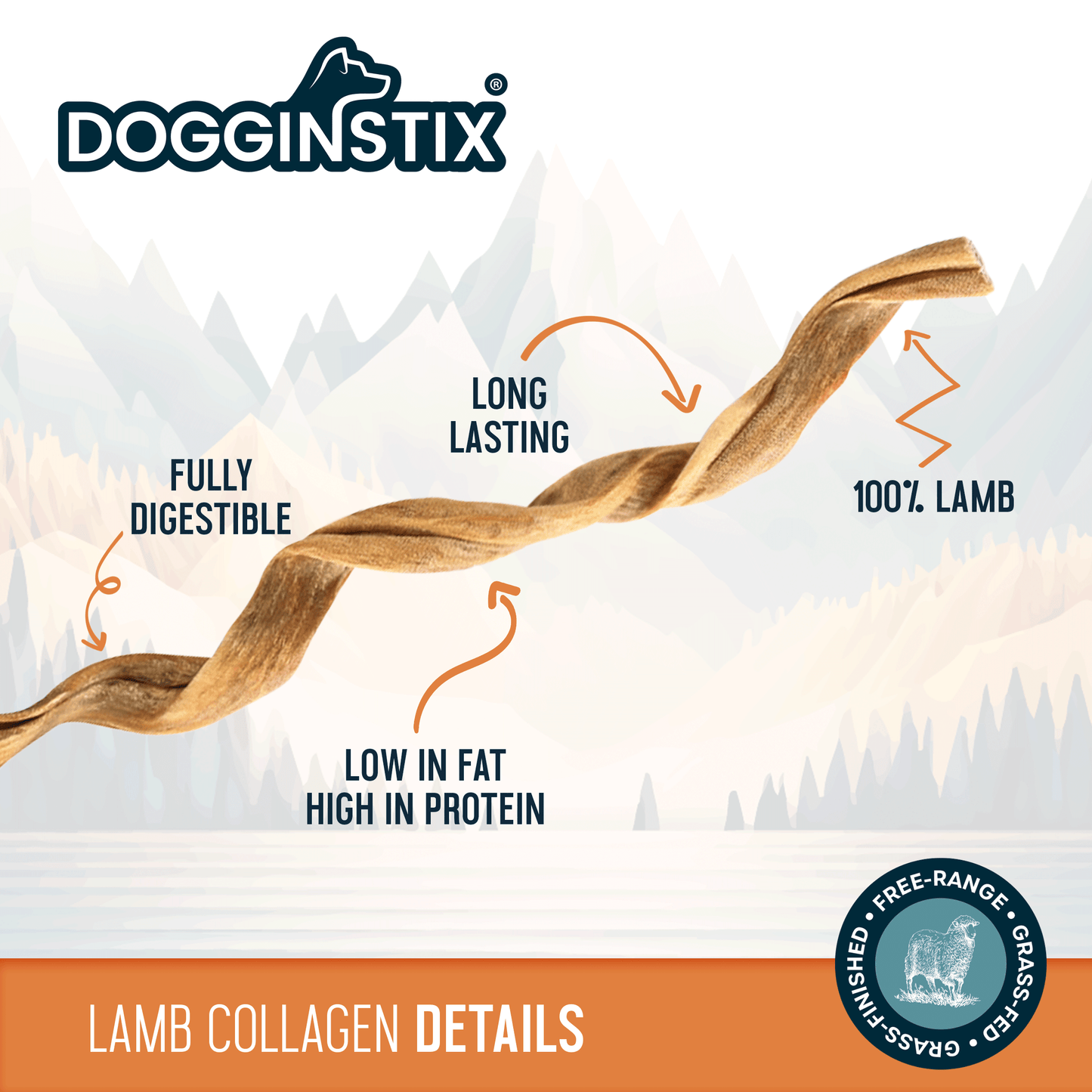 Dogginstix Lamb Collagen Twist 12"