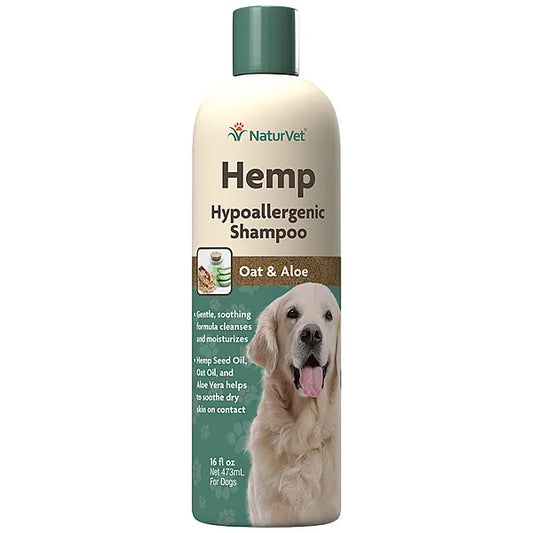 NaturVet Shampoing hypoallergénique chanvre, avoine et aloès (473 ml)