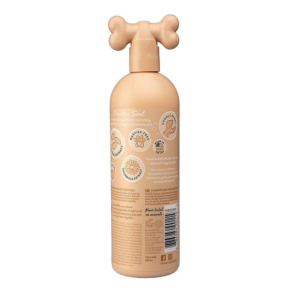 Pet Head Sensitive Soul Shampoo for Delicate Skin Dogs - Coconut + Marula Oil - 16 Fl Oz