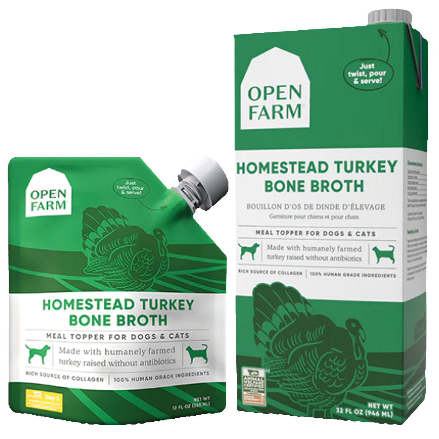 Open Farm Meal Topper for Dogs & Cats, Homestead Turkey Bone Broth, 355mL