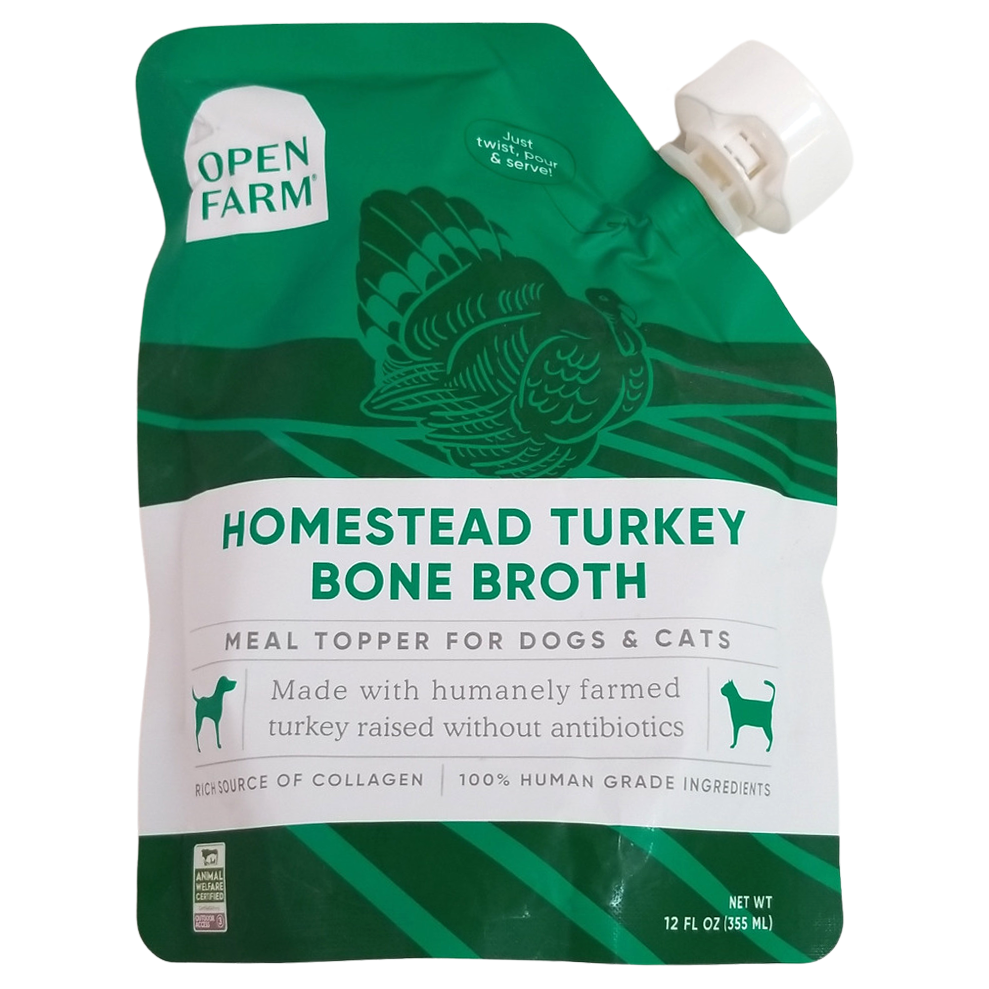 Open Farm Meal Topper for Dogs & Cats, Homestead Turkey Bone Broth, 355mL
