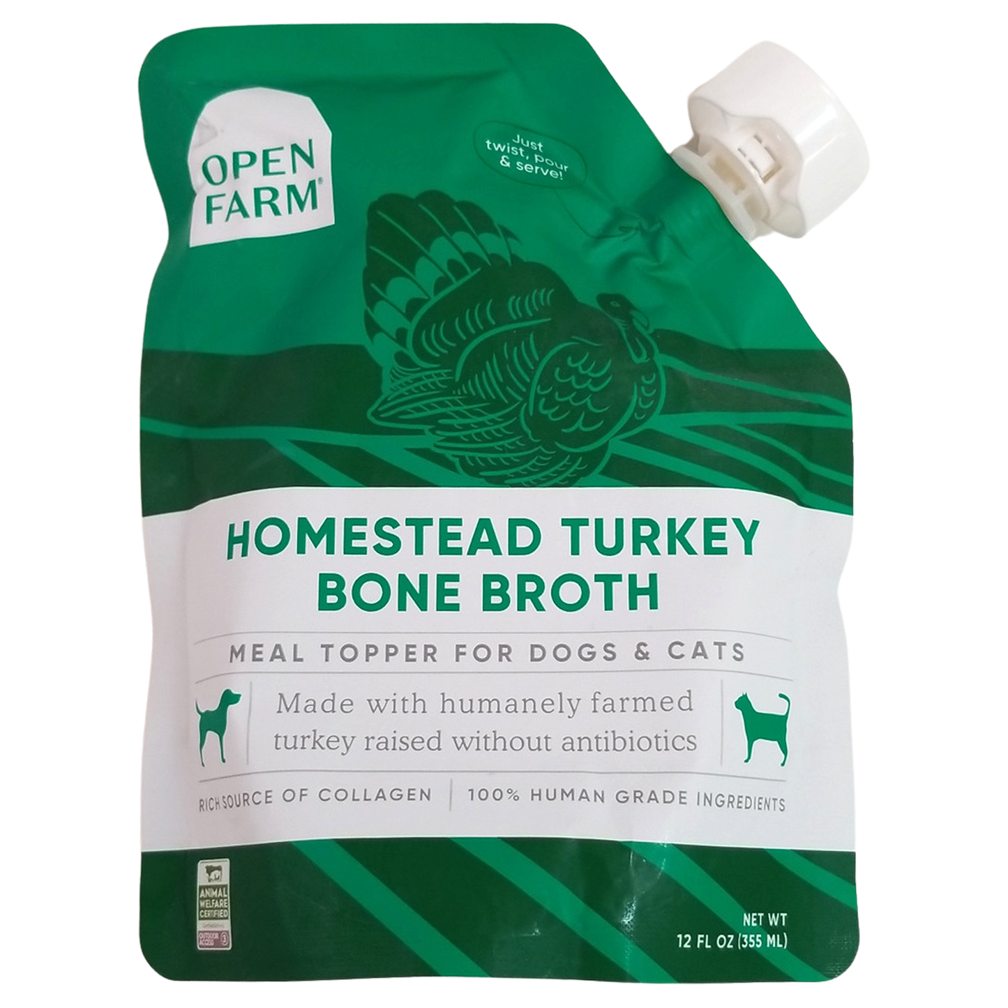 Open Farm Meal Topper for Dogs & Cats, Homestead Turkey Bone Broth, 355mL