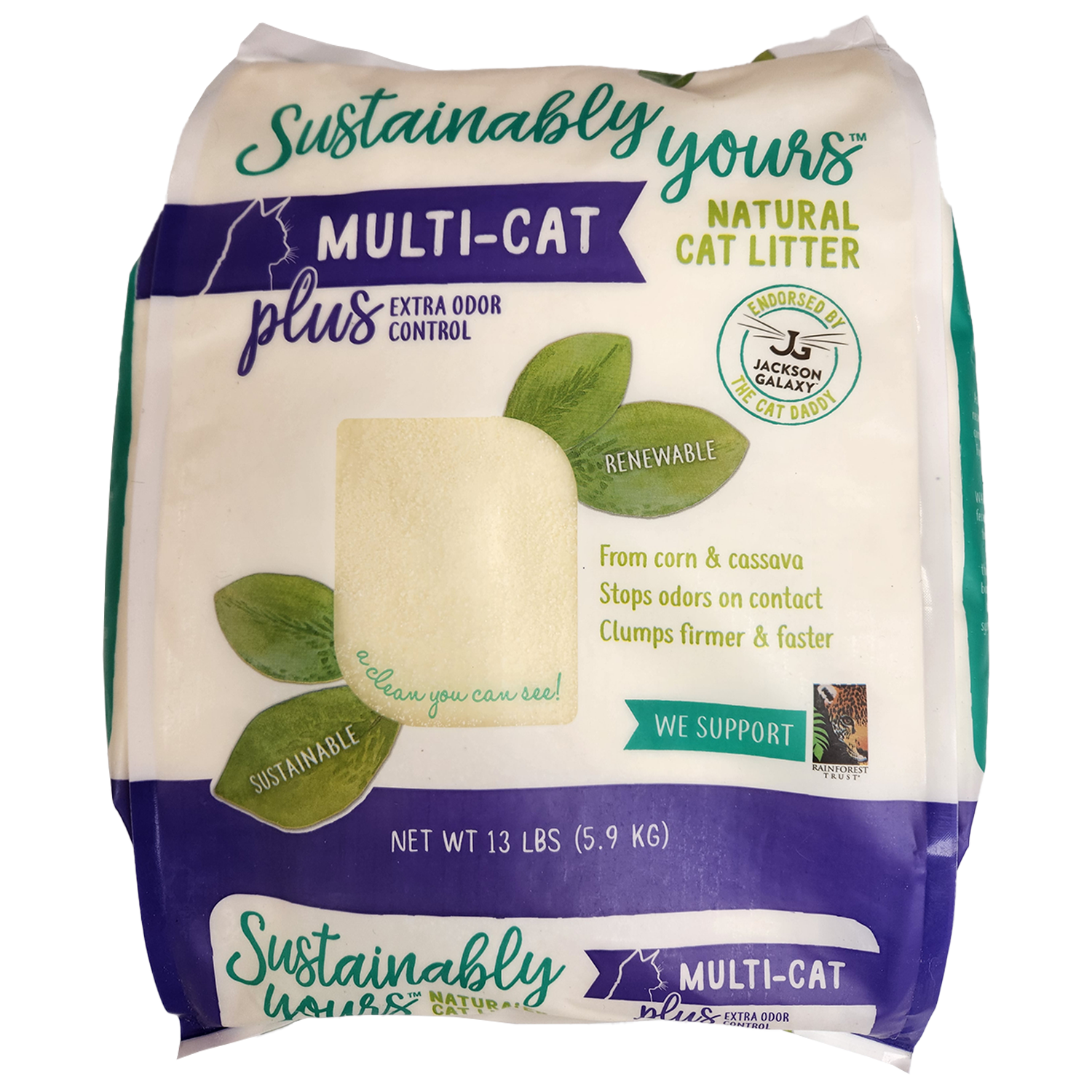 Sustainably Yours Multi-Cat Plus, Extra Odor Control, Natural Cat Litter, 5.9kg