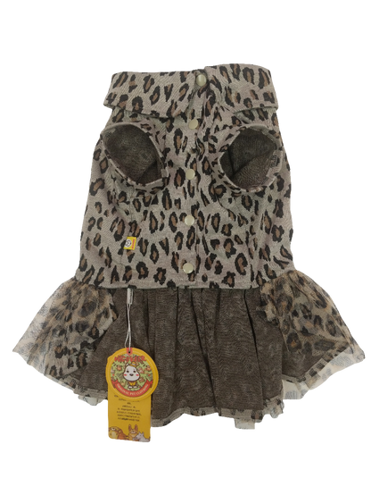 Collared T-Shirt Style Dress, Leopard Print Skirt, 14"