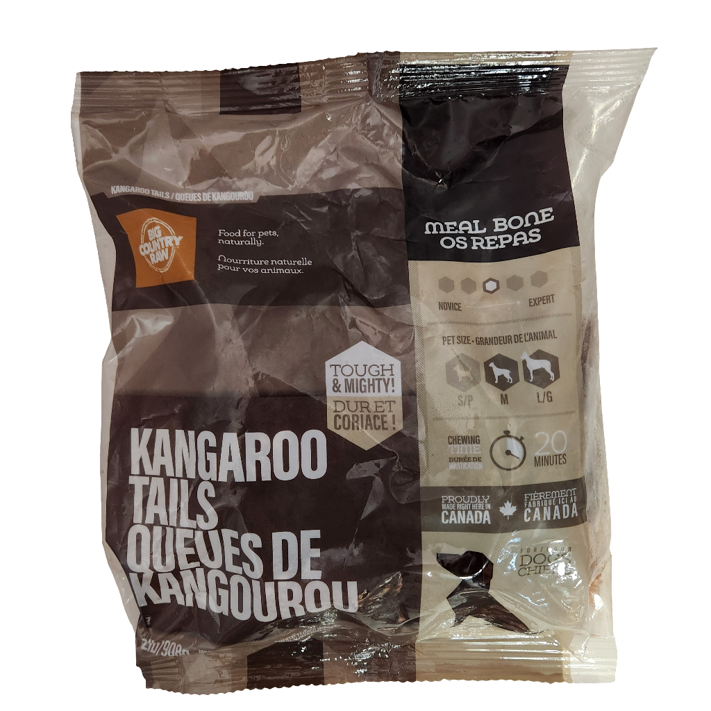 Big Country Raw Frozen Kangaroo Tails Tough & Mighty for Medium and Large Dogs 2lb