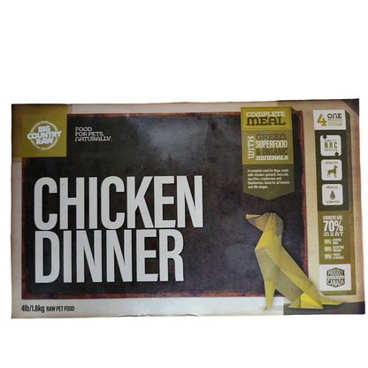 Big Country Raw Frozen Complete Chicken Dinner for Dogs 4lb Box