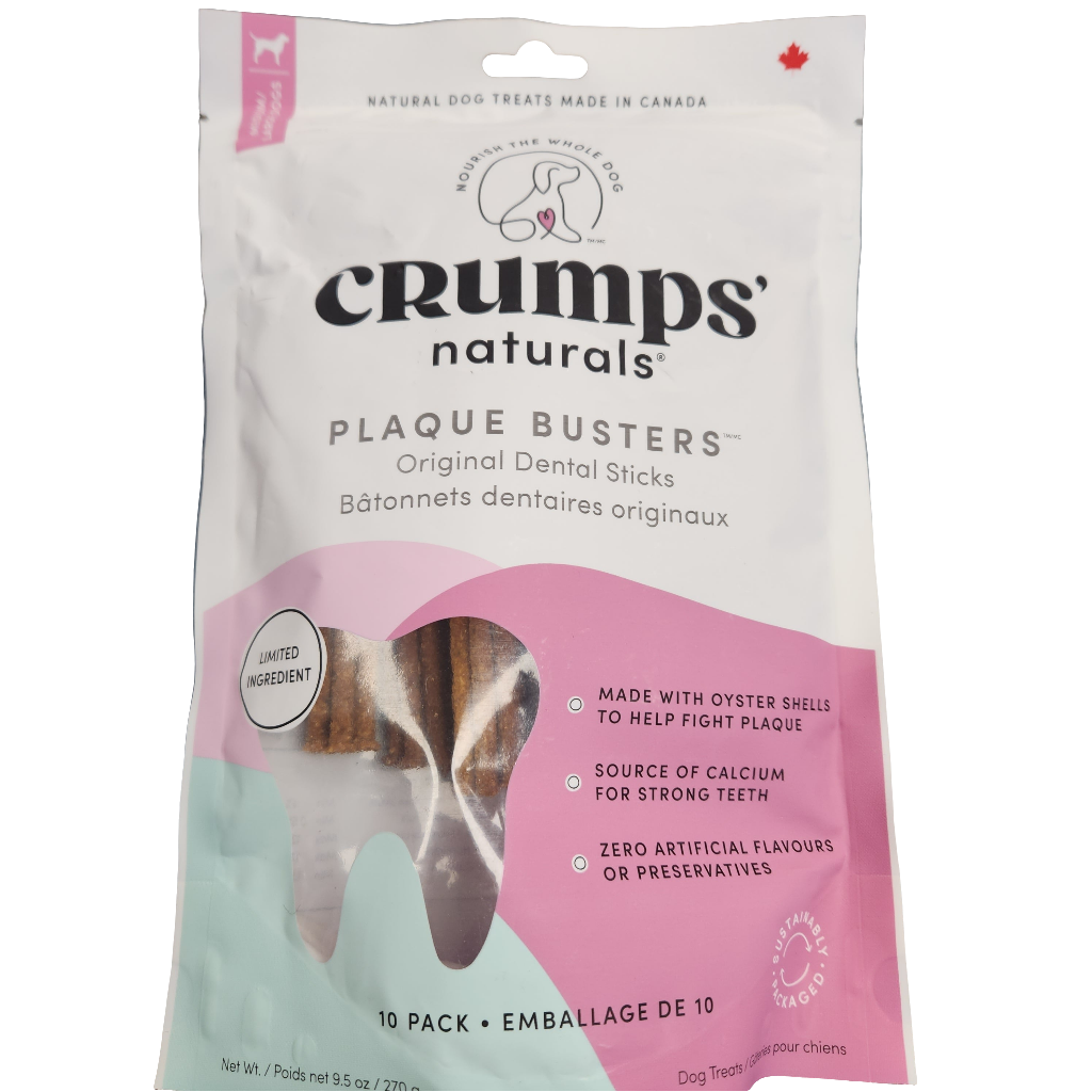 Crumps Naturals Original Plaque Buster Sticks Limited Ingredient Dental Sticks 10pk