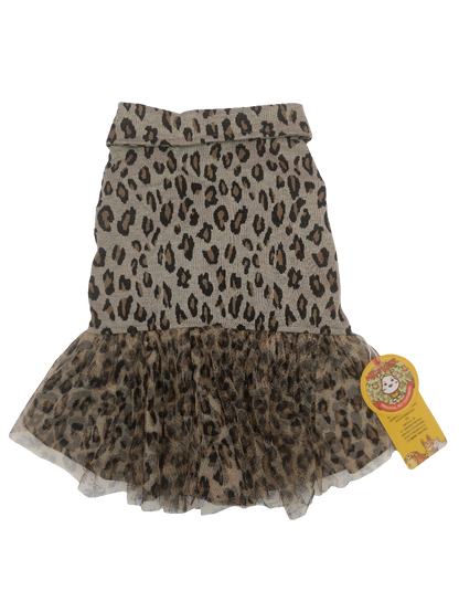 Collared T-Shirt Style Dress, Leopard Print Skirt, 14"