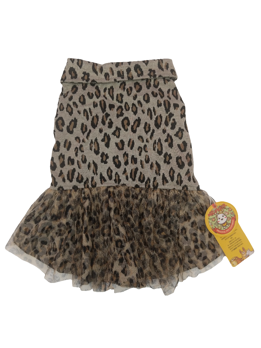 Collared T-Shirt Style Dress, Leopard Print Skirt, 14"