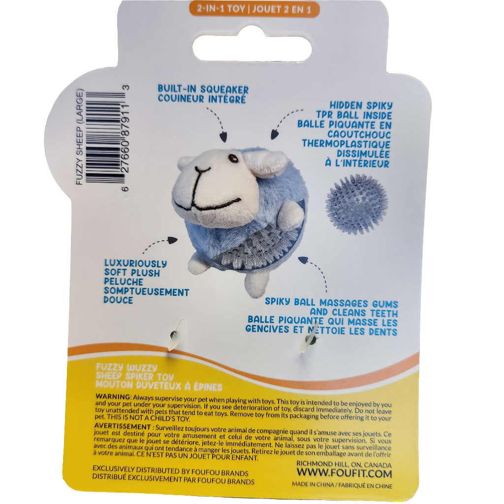 FouFit 2 in 1 Fuzzy Wuzzy Sheep Spiker Toy Large