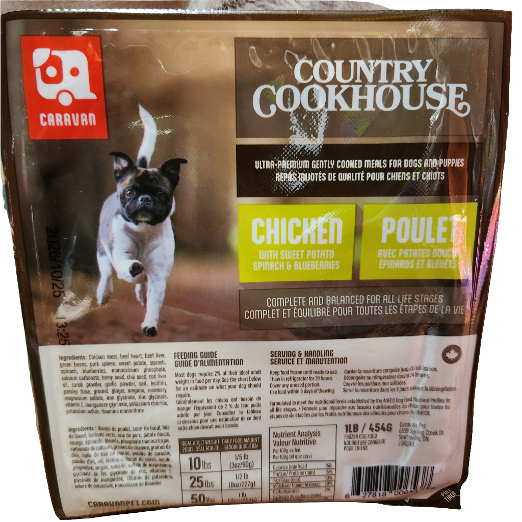 Big Country Raw Frozen Gently Cooked Chicken Country Cookhouse for Dogs & Puppies 1lb
