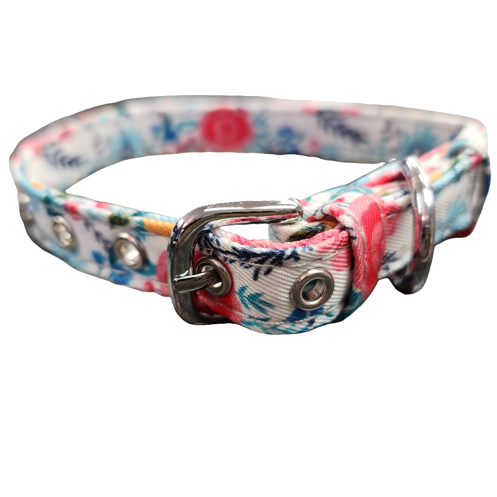 Floral Fashion Cotton Buckle Dog Collar 8-14"