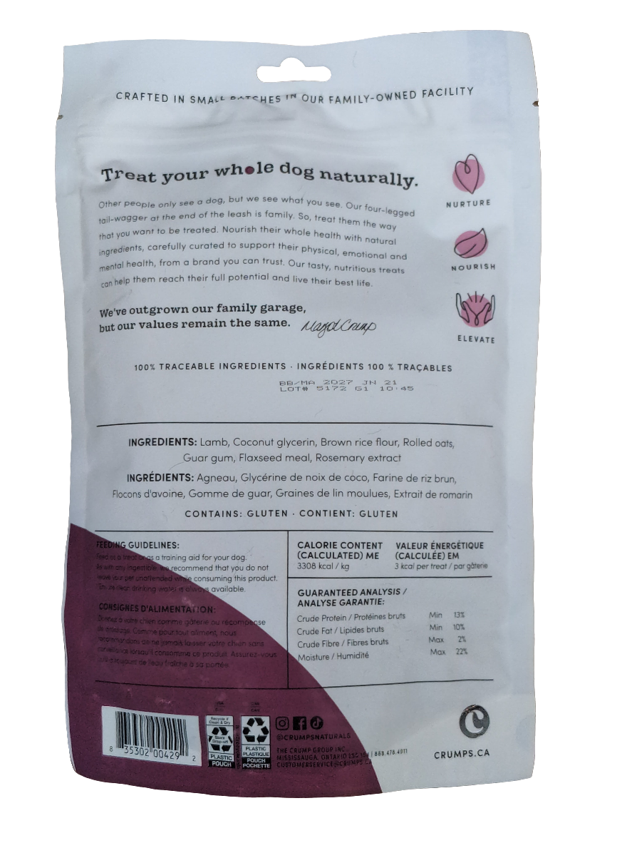 Crumps Naturals Mini Trainers, Soft & Chewy Dog Treats, Lamb, 300g