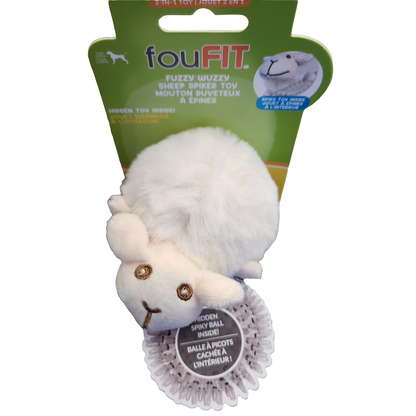 FouFit 2 in 1 Fuzzy Wuzzy Sheep Spiker Ball Toy Small