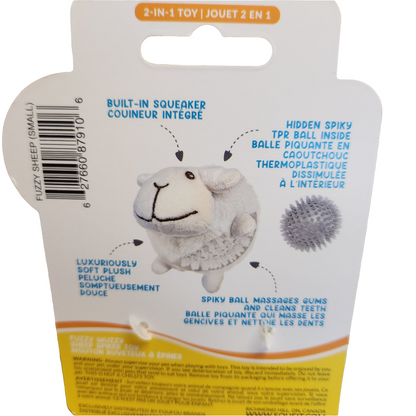 FouFit 2 in 1 Fuzzy Wuzzy Sheep Spiker Ball Toy Small