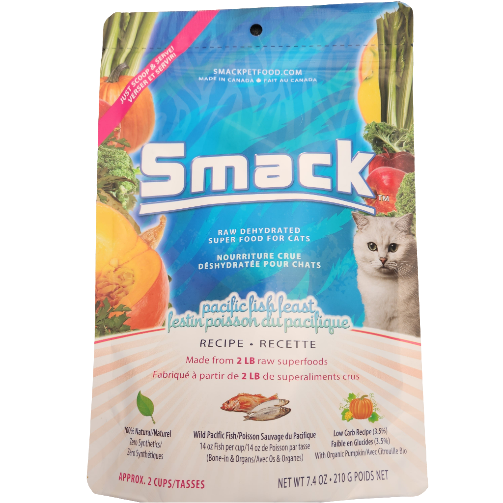 Smack Raw Dehydrated Super Food for Cats, Pacific Fish Feast, 210g