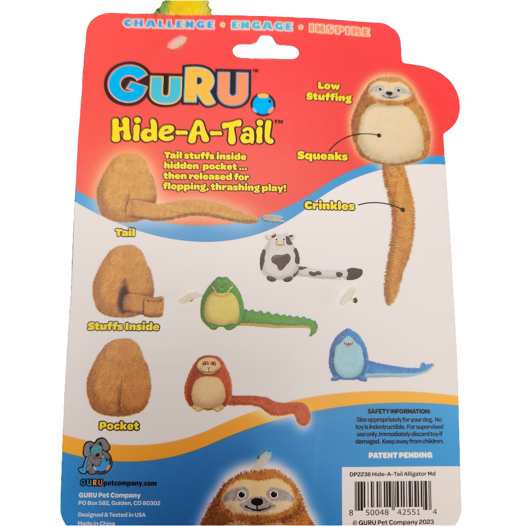 Guru Hide-a-Tail Alligator Medium Dog Toy