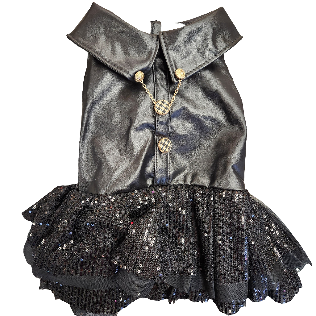 Chic & Stylish Pleather Sequined and Ruffled Dress 18"