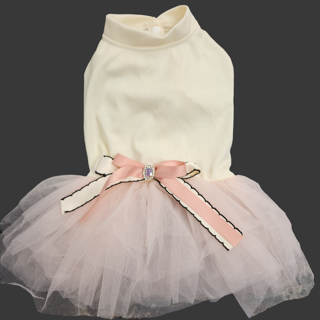 Ruffle Dress with Bows and Rhinestone Accent 14"