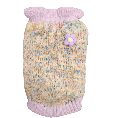 Sweater Cute and Cozy Knit Pastel with Ruffle Neck & Leg 12"