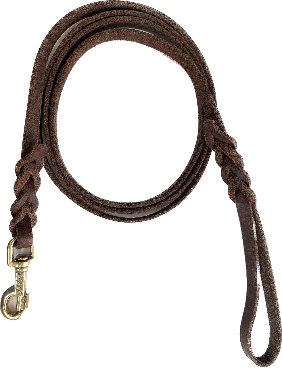 Leather Leash with Brass Hardware and Attractive Braided Finishes 6' x 5/8"