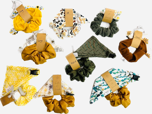 Sunshine & Scrunchies 2pc Bandana & Scrunchie Set, Assorted (sm/med/large)