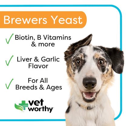 Vet Worthy Brewers Yeast with Garlic Flavored Chewables Tablet for Dogs - 300ct