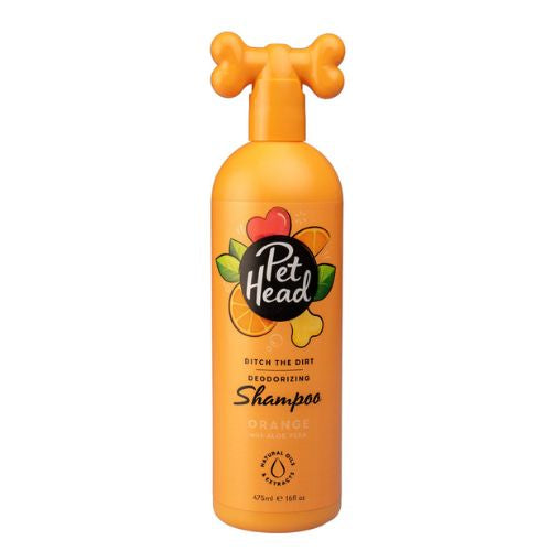 PET HEAD Ditch The Dirt Deodorizing Shampoo for Dogs, Orange with Aloe Vera, 16 fl oz (475 ml)