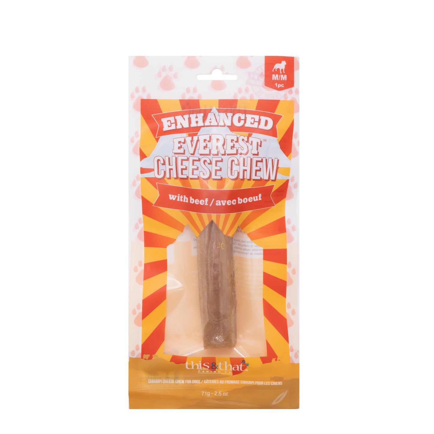 Fromage Everest amélioré This &amp; That à mâcher avec friandises pour chien au bœuf, taille moyenne