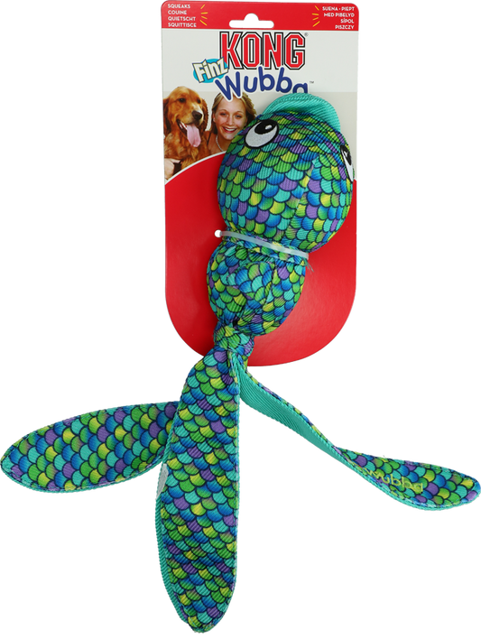 KONG Finz Wubba Dog Toy, Large Blue Fish