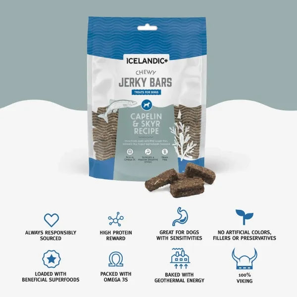 Gâteries pour chiens islandais+ Capelan et Skyr Jerky