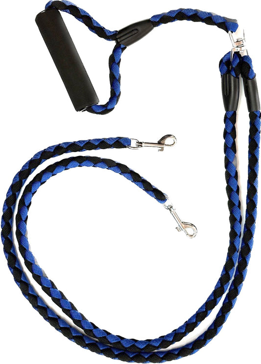 Blue & Black 2 Dog Rope Leash