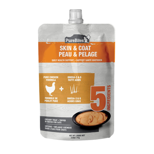 Gâterie pour chat Purebites® Squeezables Daily Health Support - Peau et pelage, 2,5 oz