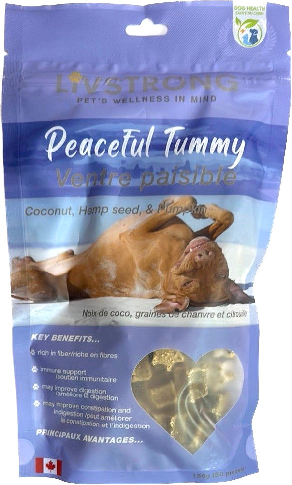 LivStrong Peaceful Tummy Coconut, Hemp Seed & Pumpkin Soft Dog Treats (approx. 50 pcs)