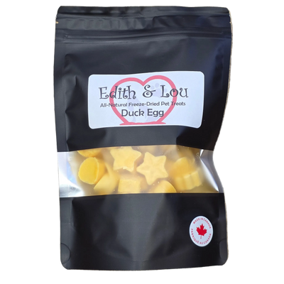 Edith & Lou All Natural Freeze-Dried Dog & Cat Treats or Topper, Duck Egg, 100g
