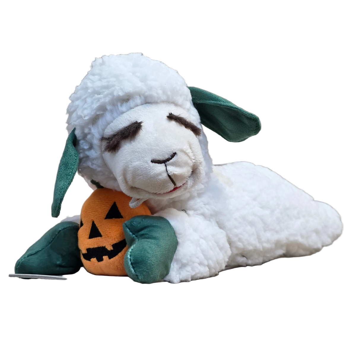 Multipet Lamb Chop Dog Toy, Halloween Jack-o'-lantern, 10.5"