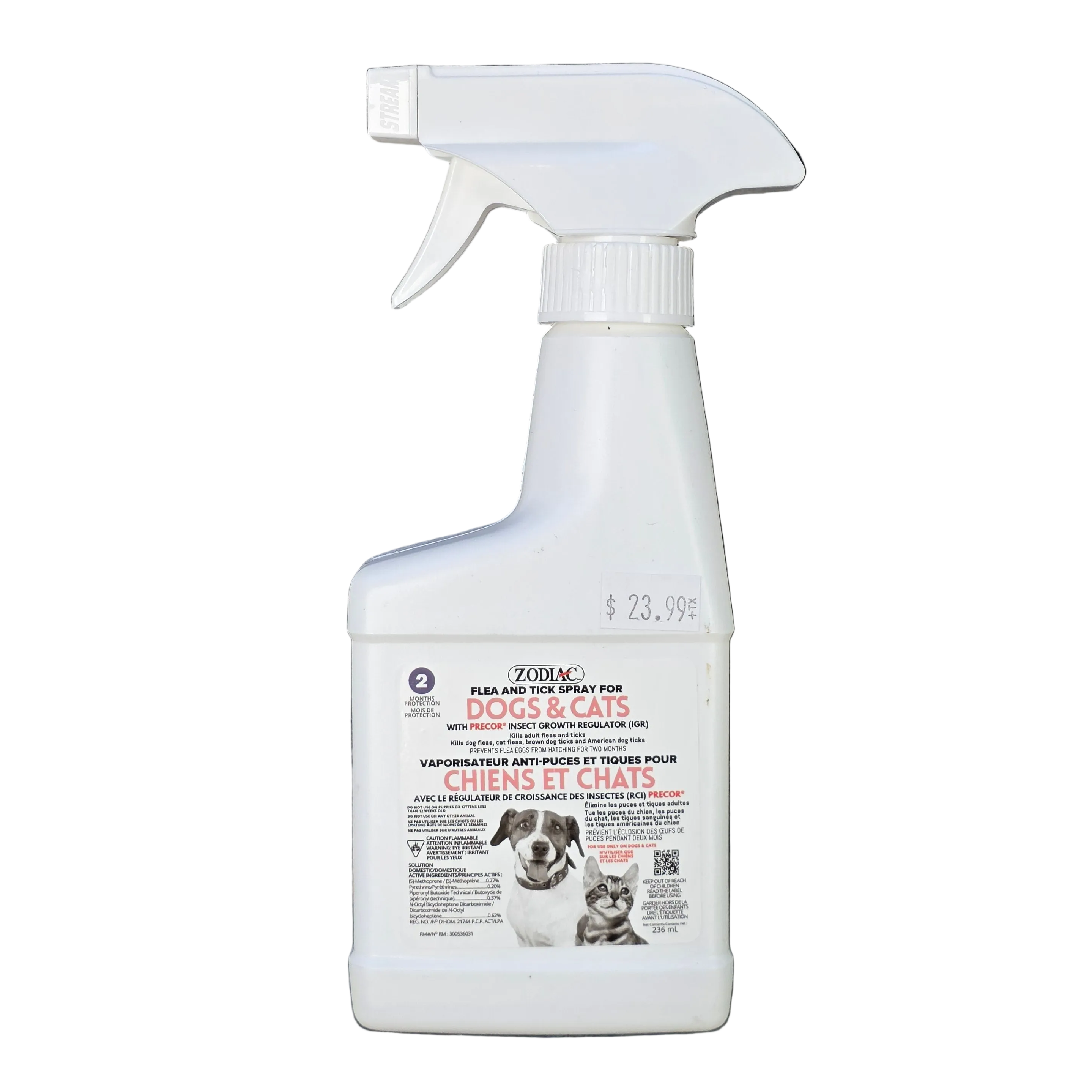 Zodiac Flea & Tick Spray for Dogs & Cats, Kills Adult & Pre-Adult Fleas (236ml)