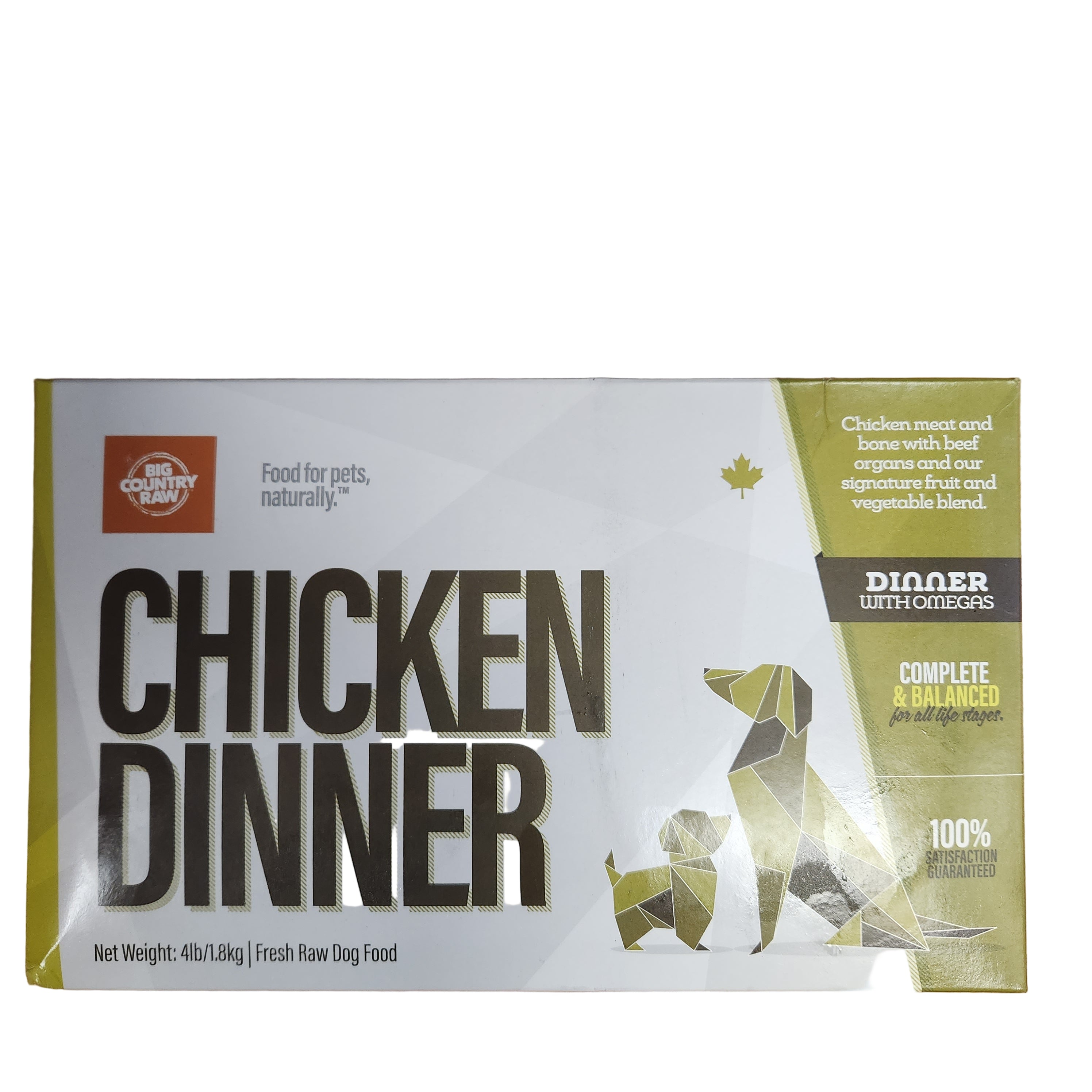 Big Country Raw Frozen Complete Chicken Dinner for Dogs 4lb Box