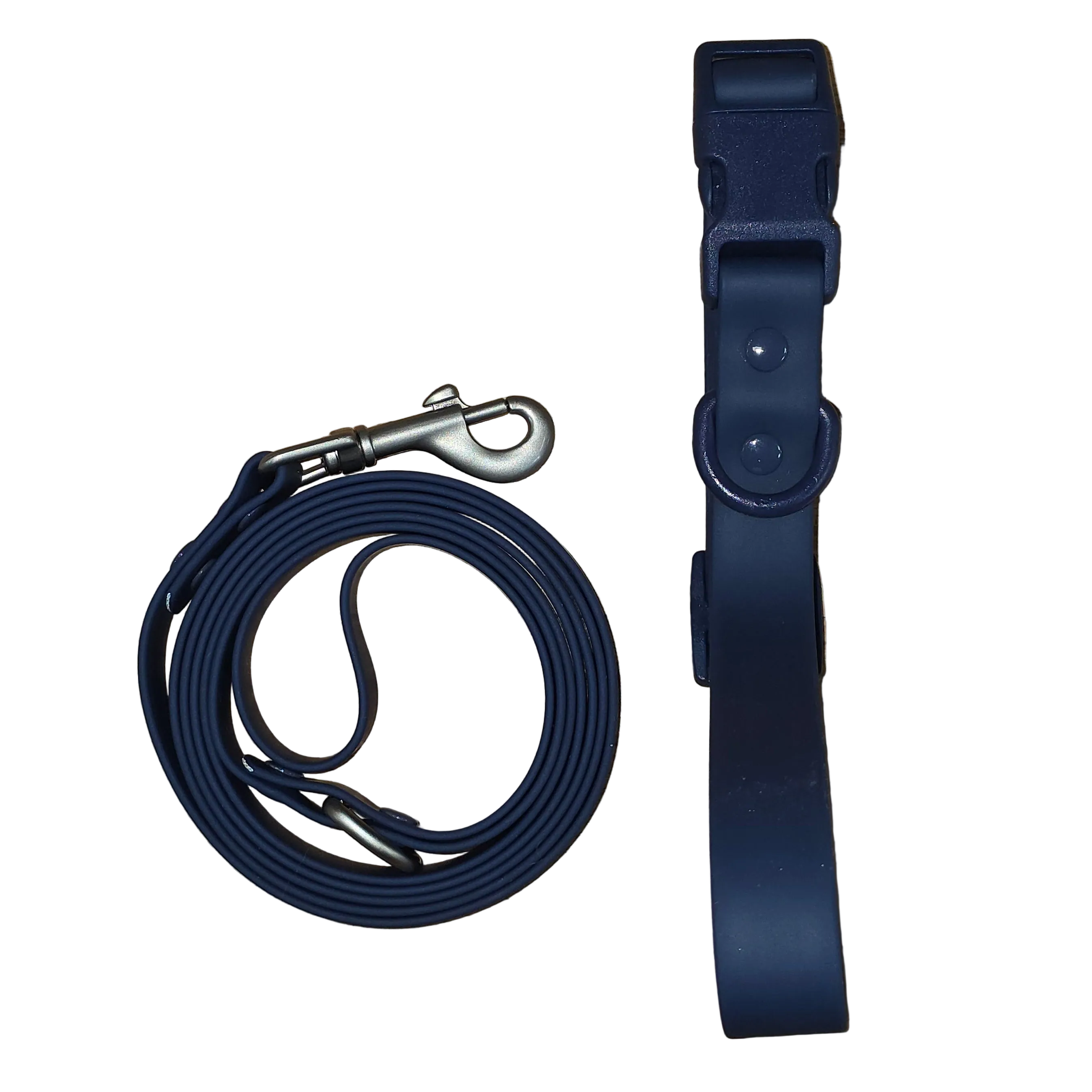 PVC Collar & Leash, Navy Blue