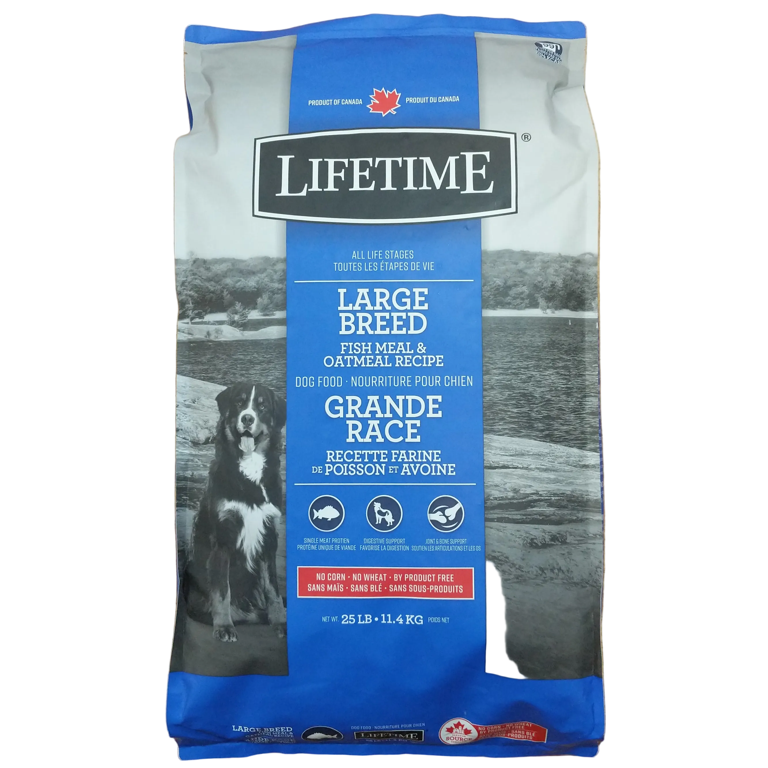 Lifetime Dog Food, Large Breed, All Life Stages, Fish Meal & Oatmeal Recipe, 25lb
