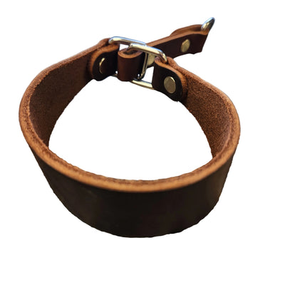 Cowhide Martingale Collar, Brown 14-16" x 1 1/4" Wide