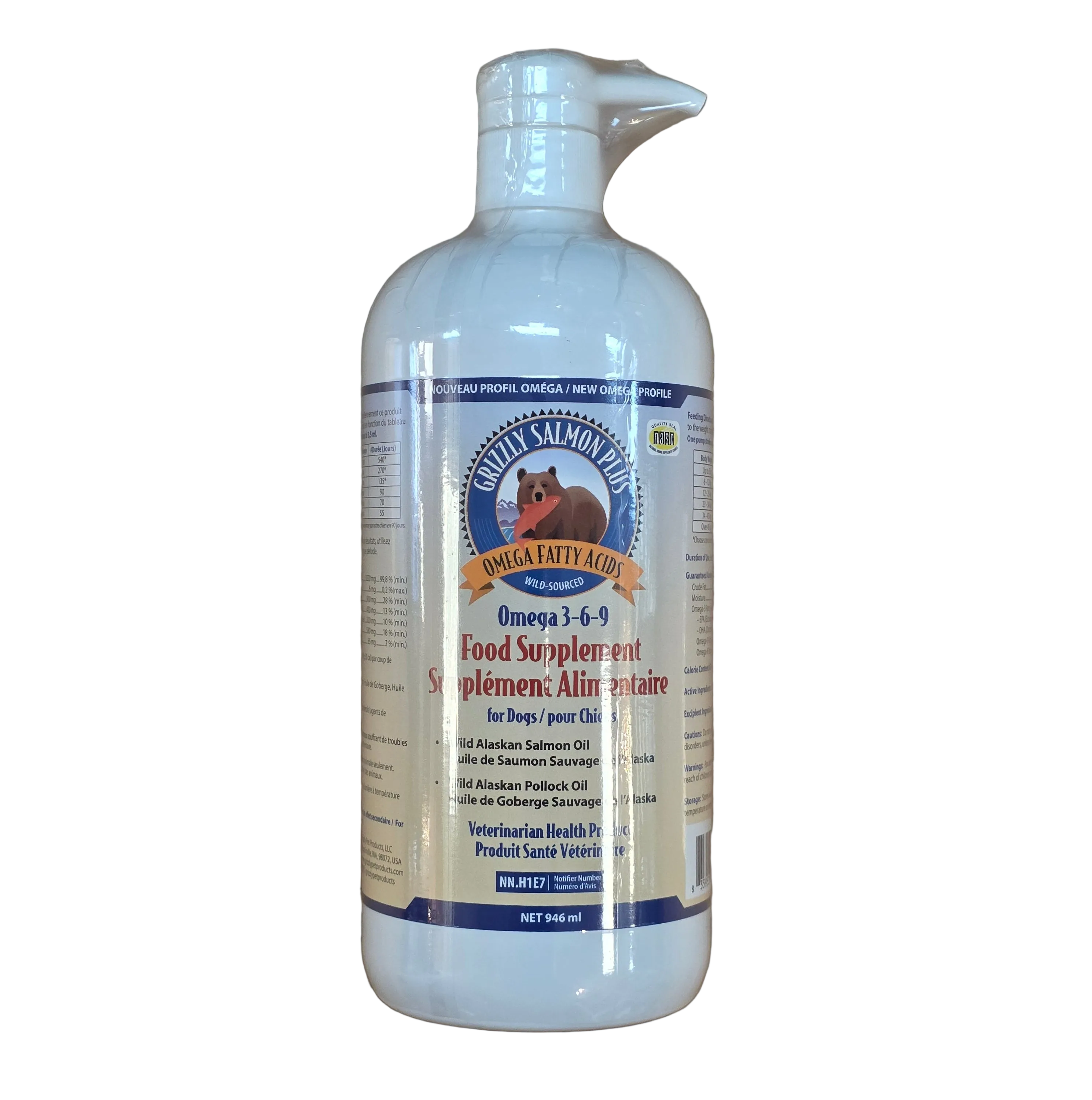 Grizzly Salmon Plus Oil Omega's 3-6-9 Food Supplement for Dogs 237ml
