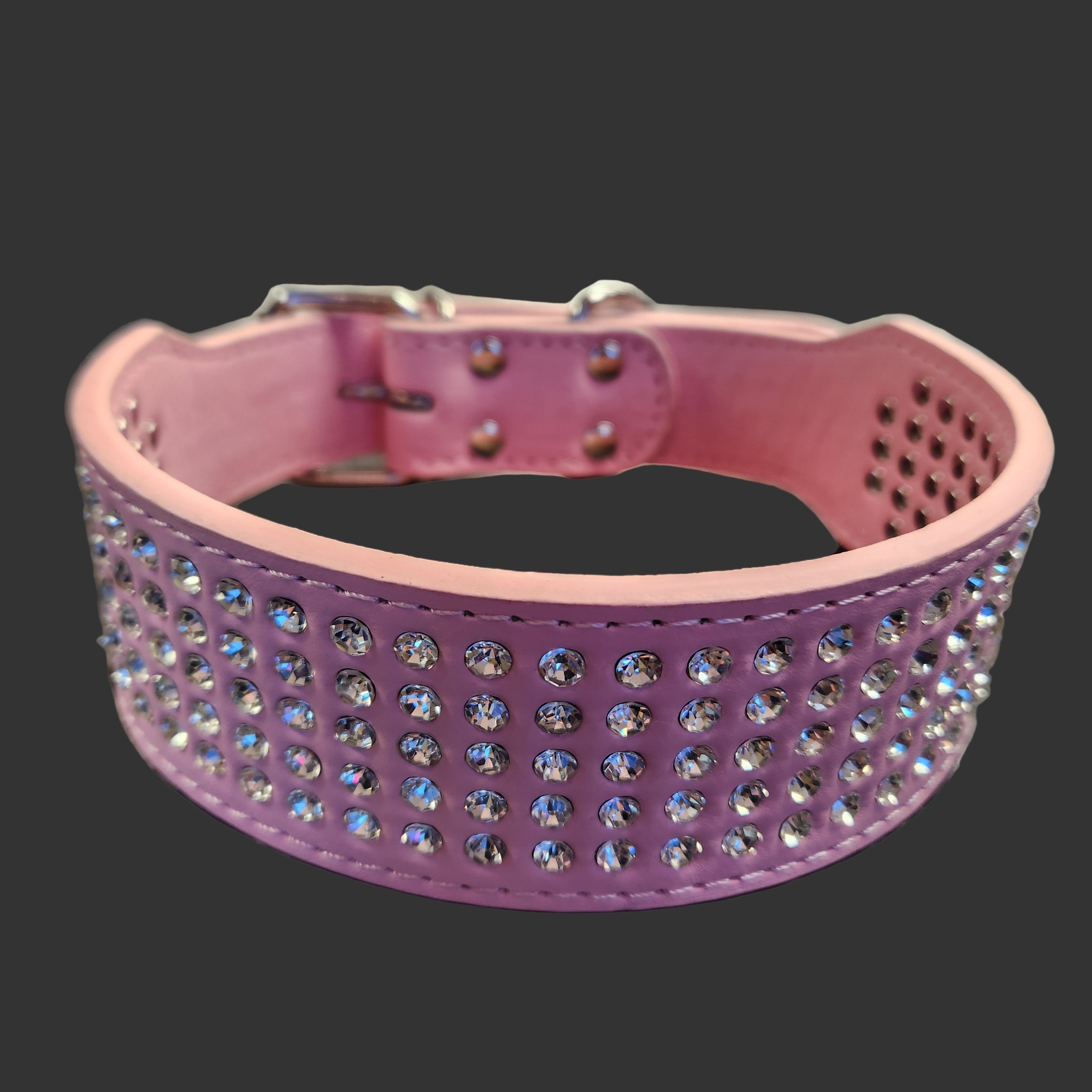 Bling Rhinestone Pleather Buckle Collar for Large Dogs 22" x 2"