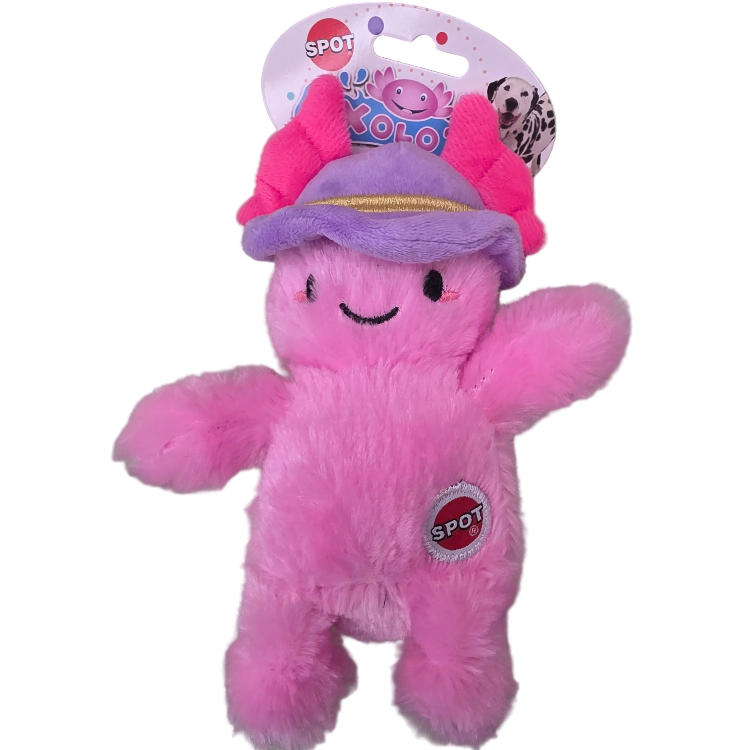 Spot Dog Toy With Squeaker, Axolotl With Hat, 6"