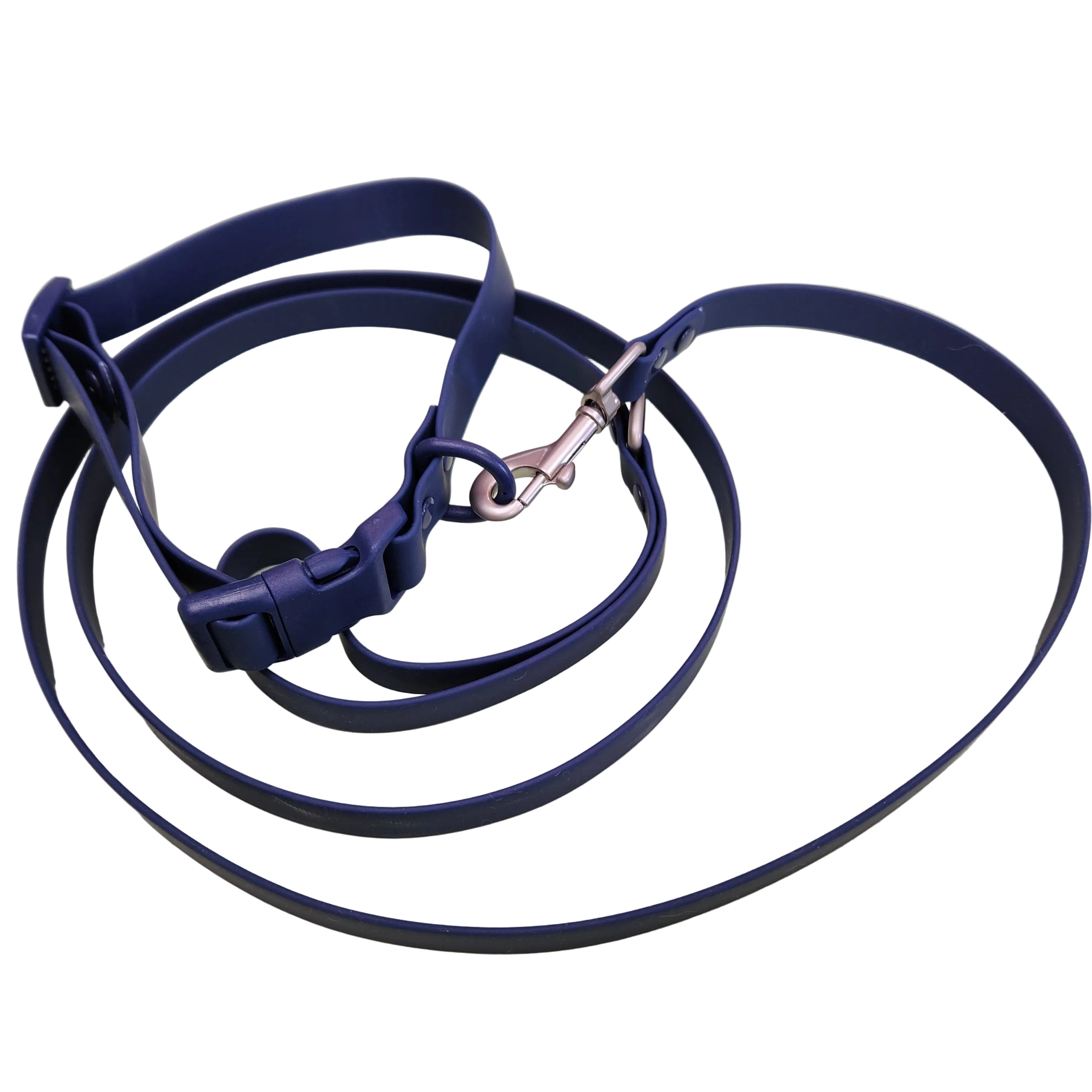 Waterproof PVC Pet Dog Collar Leash Set Navy Blue