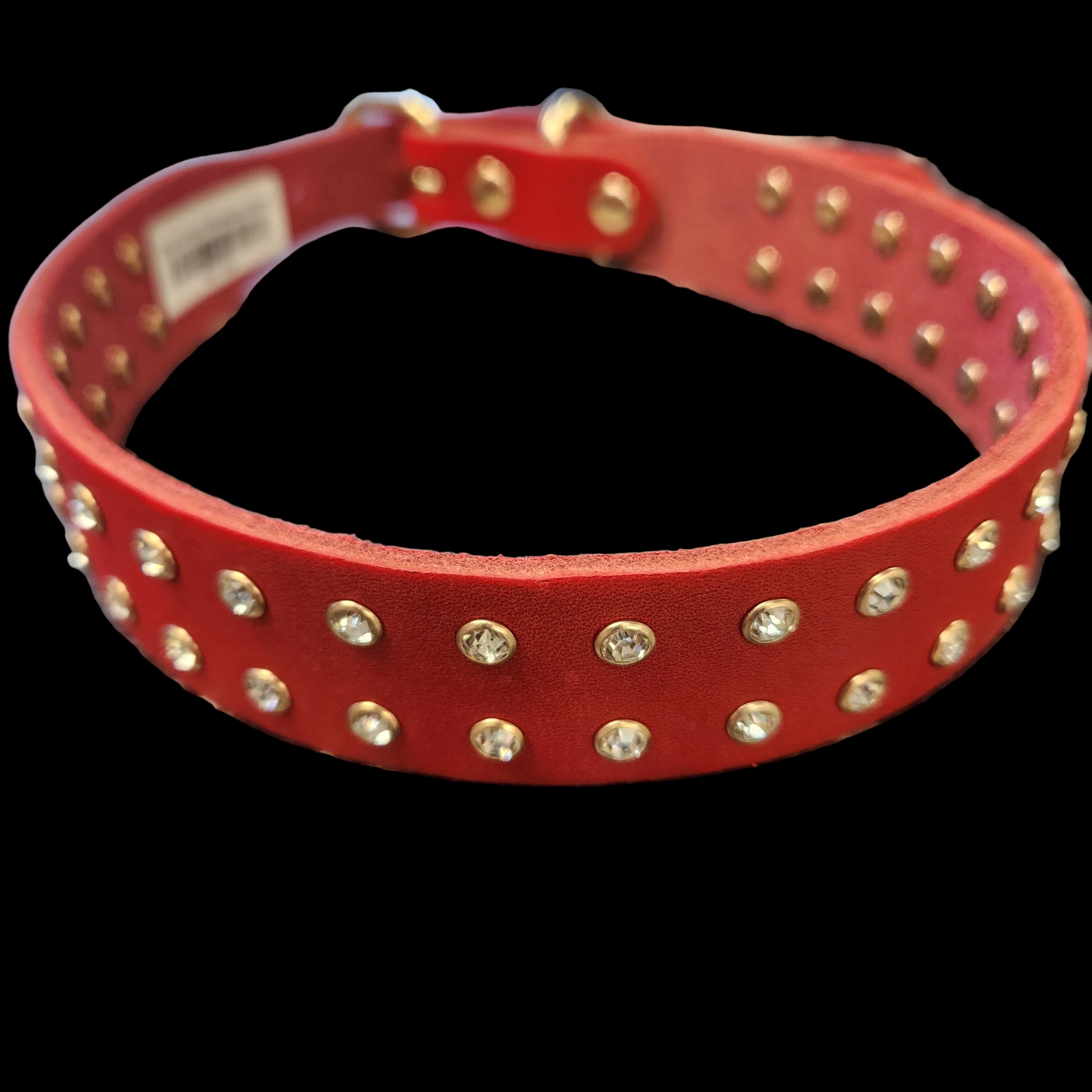 Double Row Rhinestone Collar, Red, Large