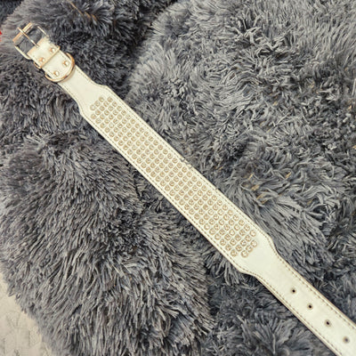 Rhinestone and Faux Leather 5 Rows of Bling for Larger Dogs 18-22" in Silver Glimmer